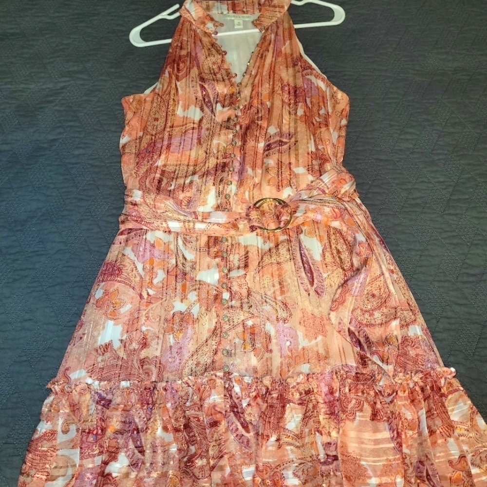 Chelsea & Violet Paisley Halter Neck Dress Medium - Picture 1 of 4